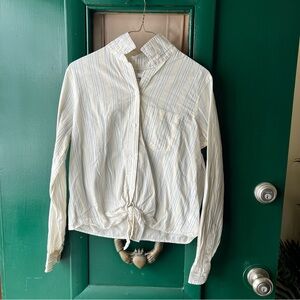 Madewell Blue & Cream Striped Button-Up Shirt Size Medium